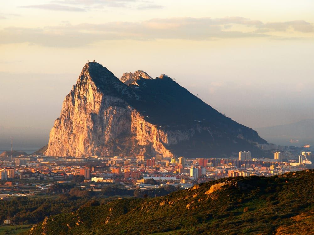 The Rock of Gibraltar at sunset